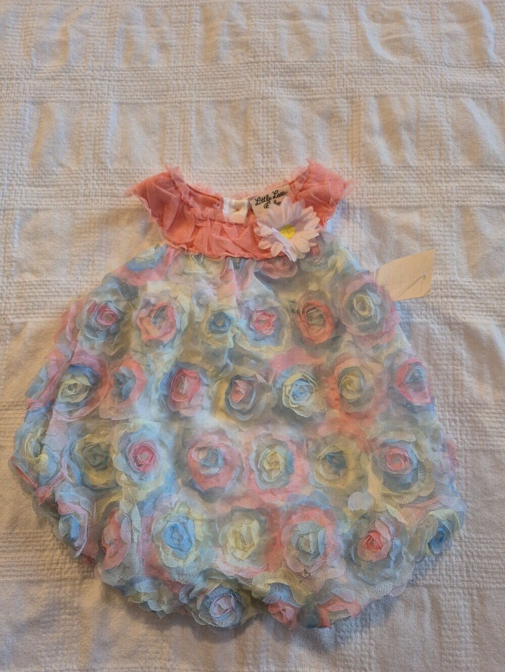 Little Lass Baby girls 6-9 months soft tulle bubble romper flowers lined NWT